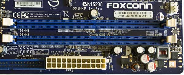 Foxconn G31MPX два слота под оперативную память, может работать в двухканальном режиме