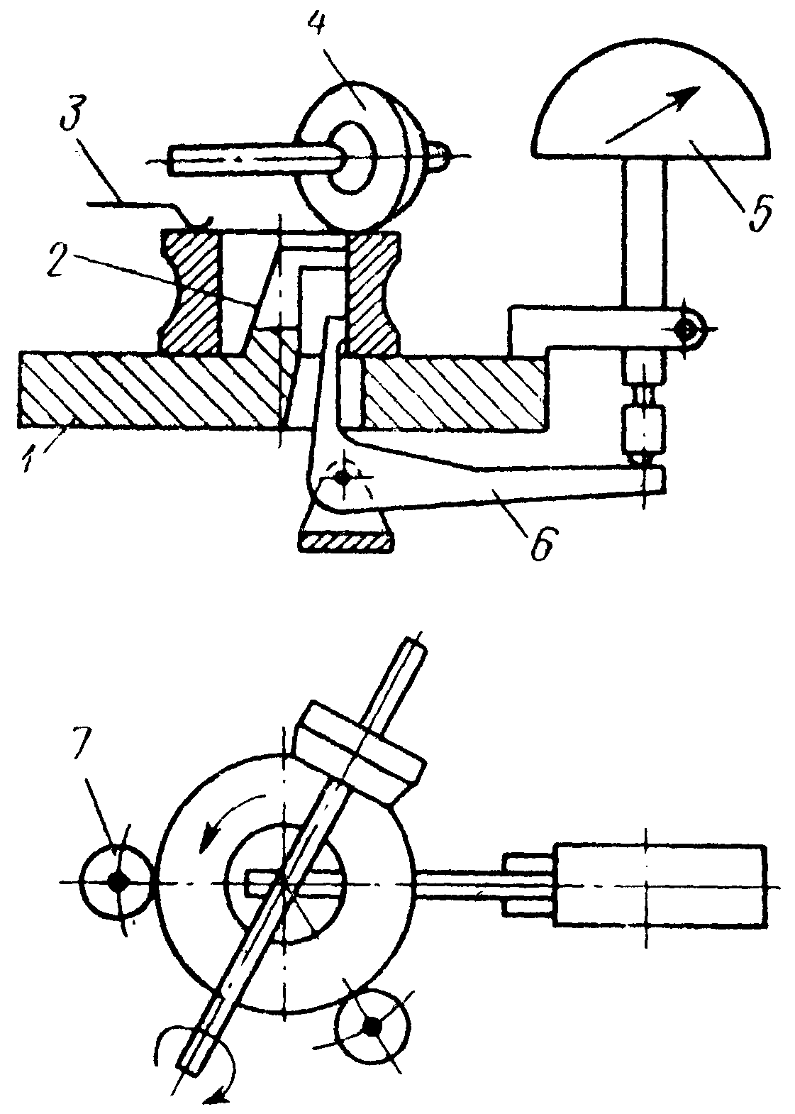 Схема прибора для измерения биения колец с помощью микрокатора или оптикатора